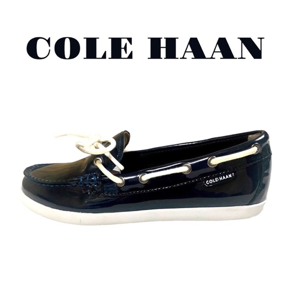 Cole Haan Pinch Women's Boat Shoes Patent Leather Navy Blue Size 7 - Picture 1 of 12